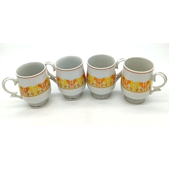 Vintage Royalton China Set Of 4 Translucent Porcelain MCM Coffee Mugs - Picture 1 of 8